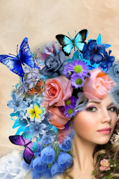 Flowers and butterflies- Модное сочетание