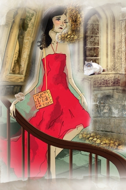 Red dress- Modna kombinacija