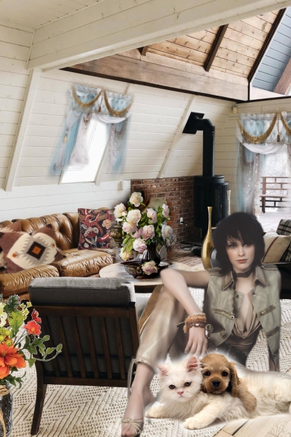 An attic bedsit- combinação de moda