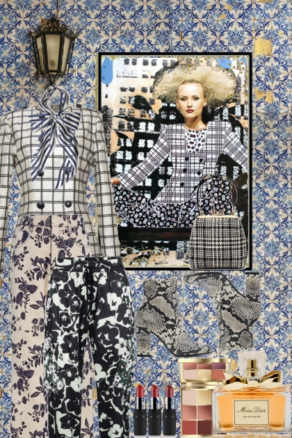 Checkered plus floral patterns- combinação de moda