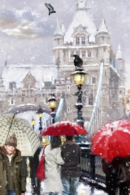 Snowfall in the city- combinação de moda