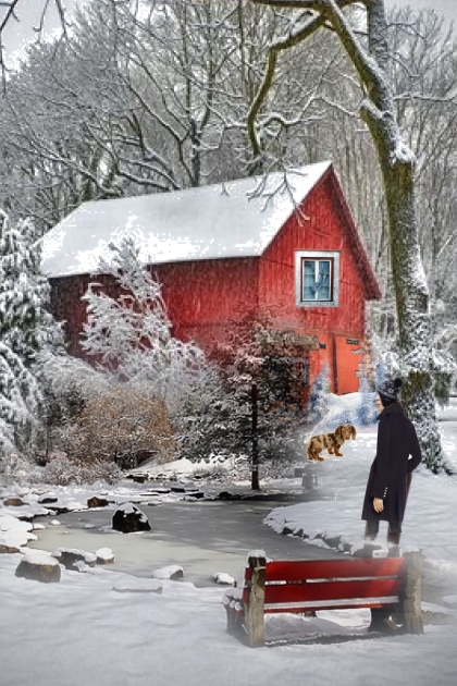 A hut in winter- Modna kombinacija
