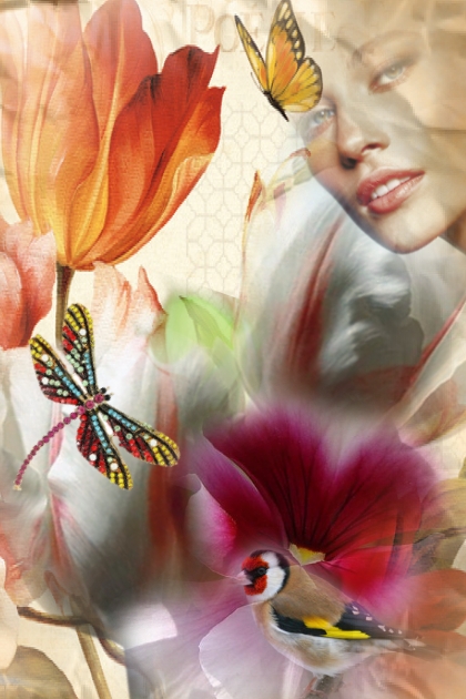 Tulips and a dragonfly- Combinazione di moda