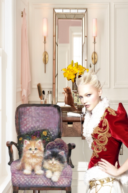 A girl with kittens- combinação de moda