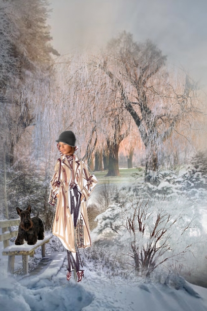 Winter forest at sunset- Fashion set
