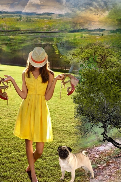 A sunny yellow dress- Модное сочетание
