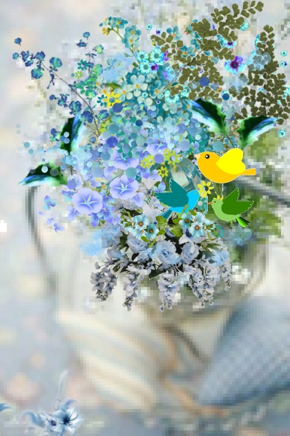 Blue flowers 3- Modna kombinacija