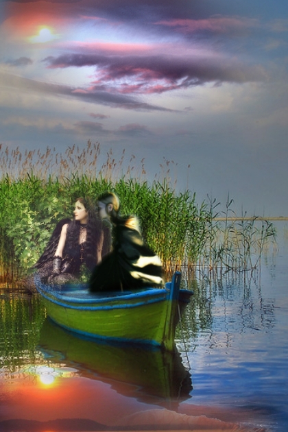 Two girls in a boat