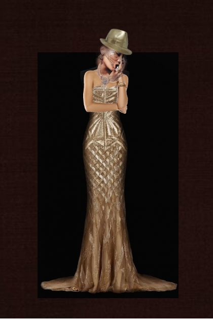 A lady in a golden dress- Fashion set