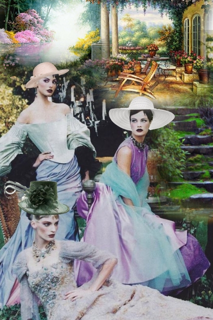 Three girls in the garden- Combinazione di moda