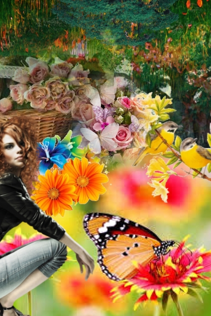 A butterfly on a flower- Combinaciónde moda