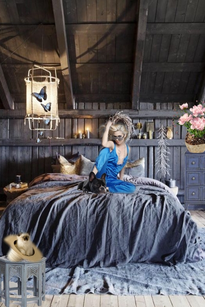 A bedroom in blue- Combinaciónde moda