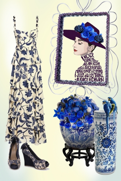 Blue and white outfit- Модное сочетание