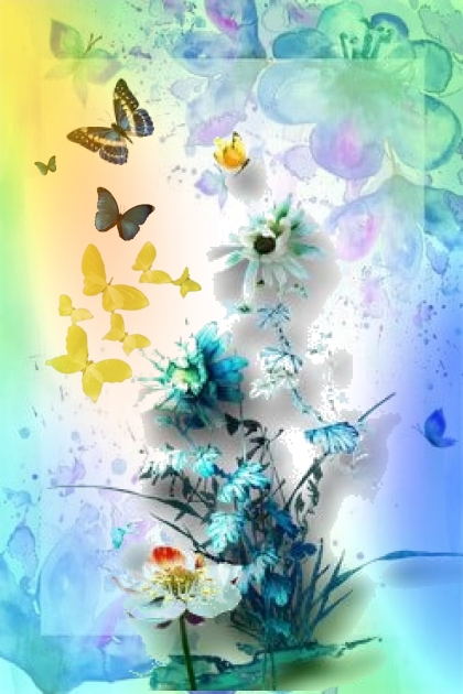 Blue and yellow butterflies