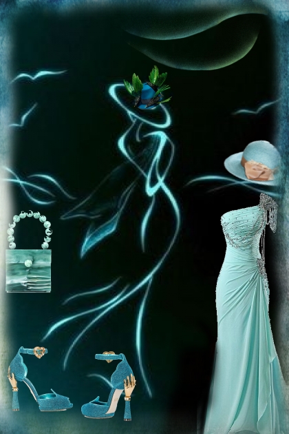 A turquoise dress- Combinaciónde moda