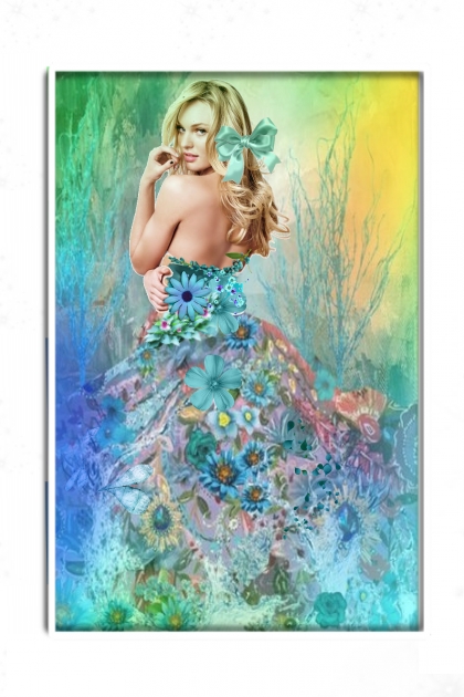A turquoise flower dress- Modna kombinacija