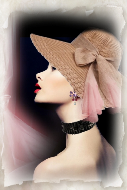 Straw hat with a bow- Combinazione di moda