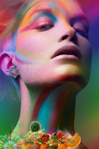 Rainbow make-up- Modekombination