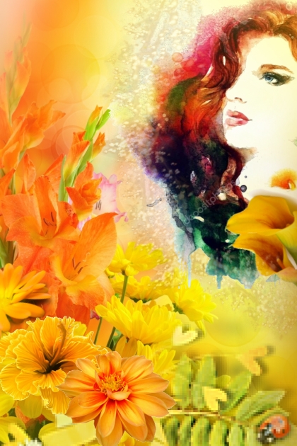 A girl with yellow flowers- Modna kombinacija