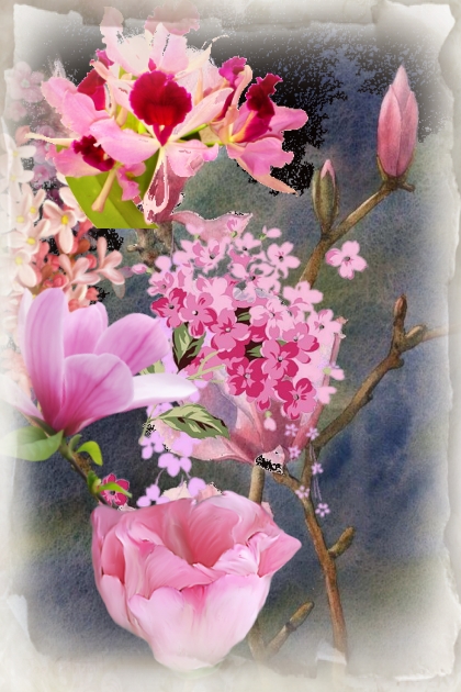 Pink flowers 2- combinação de moda