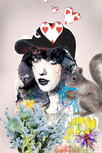 A girl and her pet squirrel- Модное сочетание