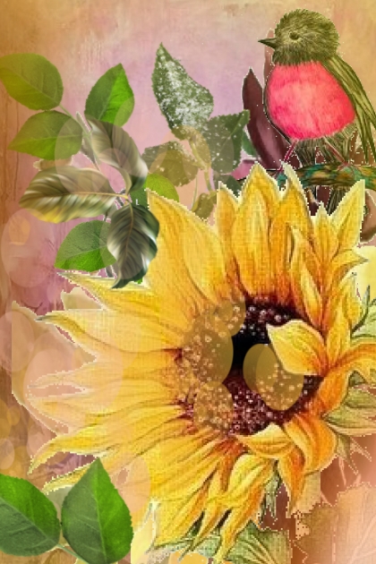 A sunflower and a bird- Модное сочетание