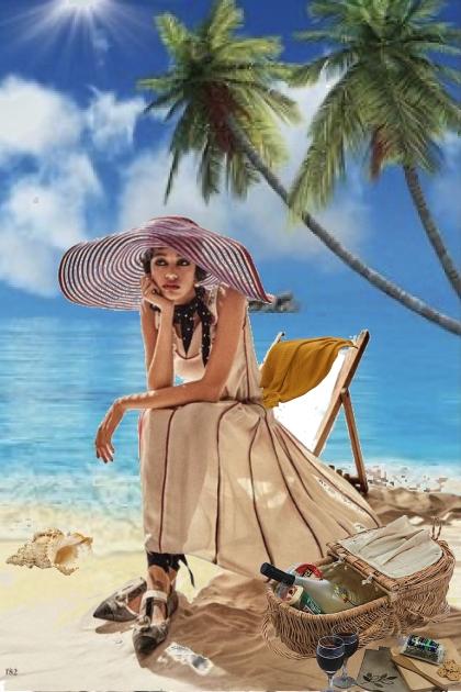 On a beach chair- combinação de moda