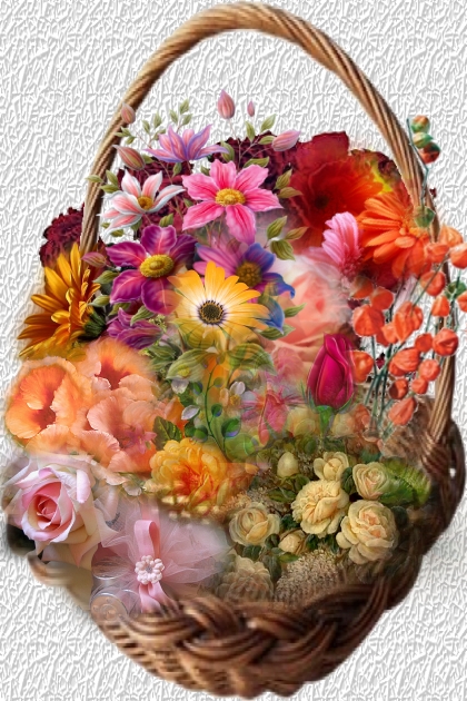 A basket full of flowers- combinação de moda