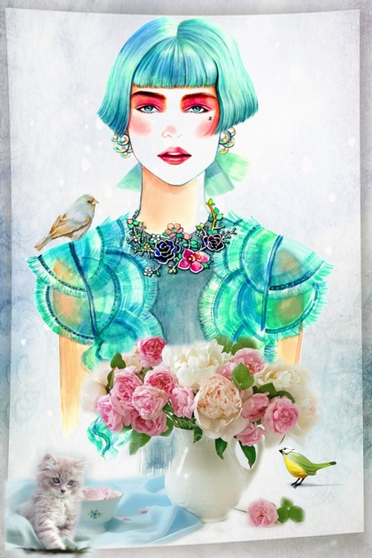 A turquoise girl- Combinazione di moda