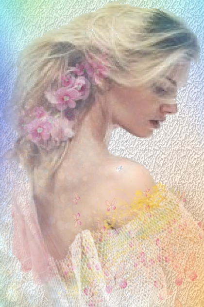 A blonde with pink flowers- Combinaciónde moda