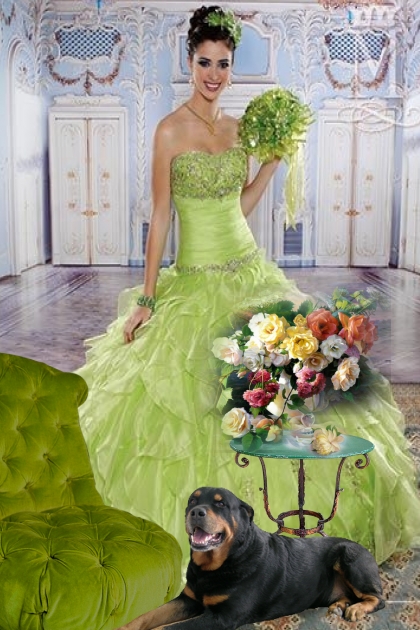 A bride in green