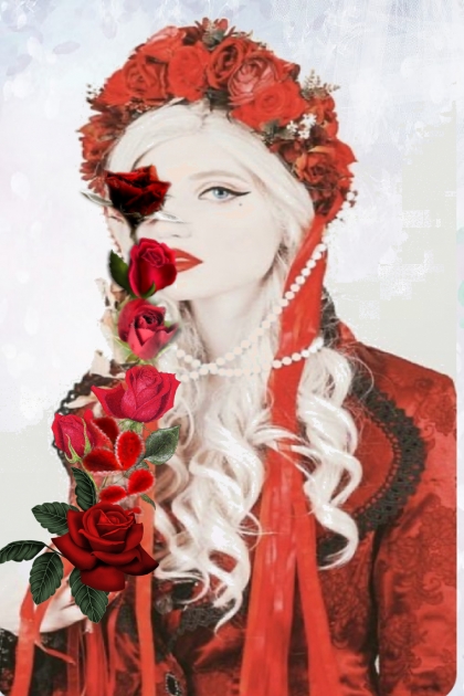 A garland of red roses- combinação de moda