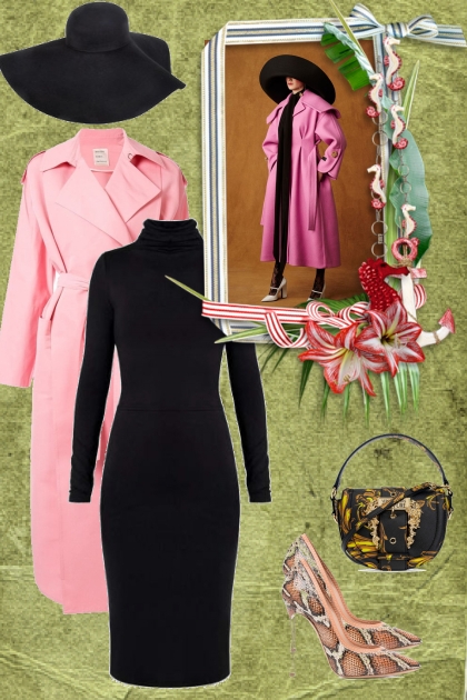 A pink trenchcoat- Fashion set