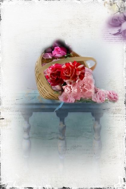 A basket of pink flowers- Fashion set