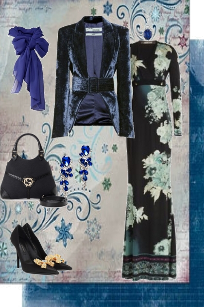An evening outfit in blue- Модное сочетание