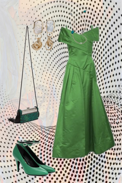 A green dress 3- Modna kombinacija