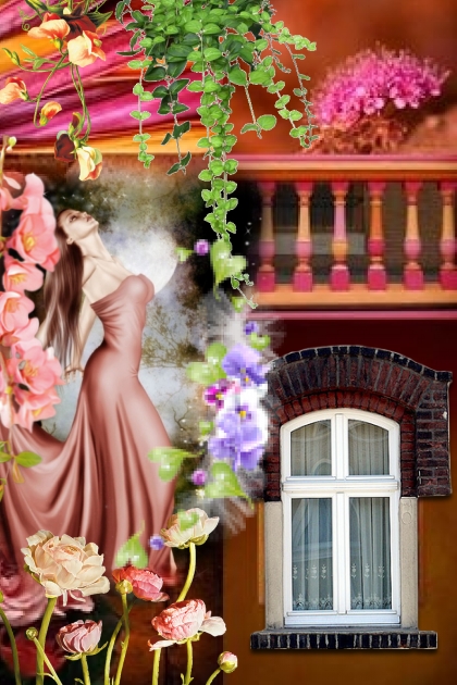 A cottage in a flower garden- Fashion set