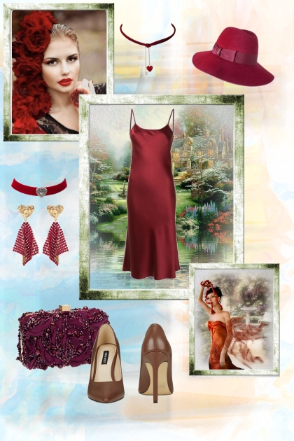 Wine-coloured outfit- Fashion set