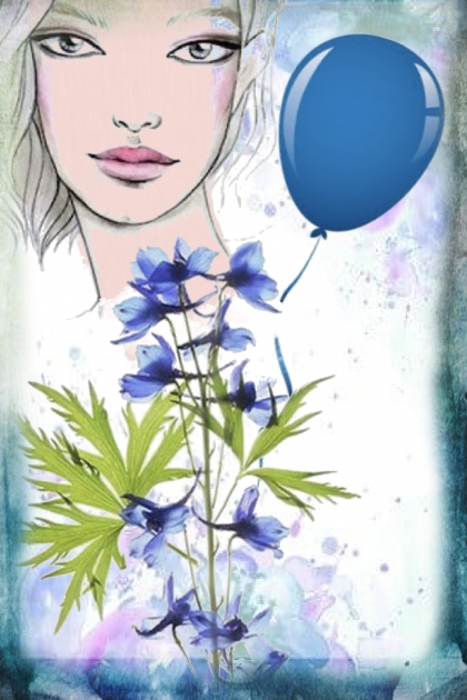 A girl with blue flowers 2