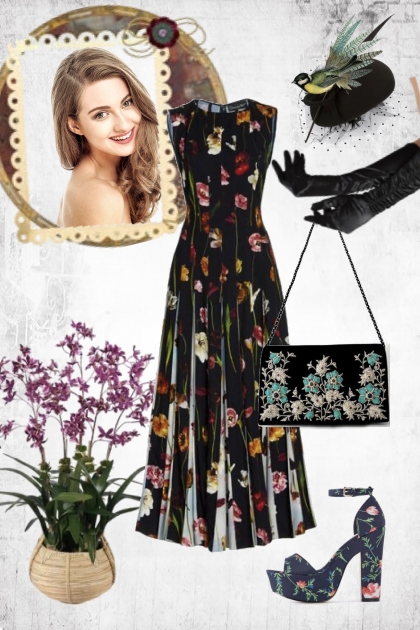 Flower pattern dress- Модное сочетание