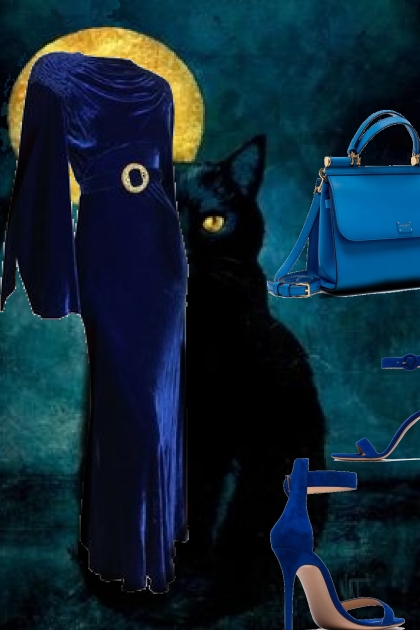 Blue night dress- Combinaciónde moda