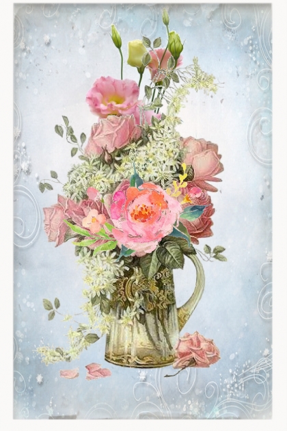 Pink roses in a jug- Fashion set