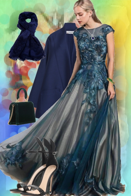 Blue evening outfit- Модное сочетание