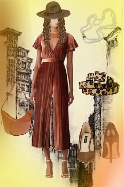Terracotta overalls- combinação de moda