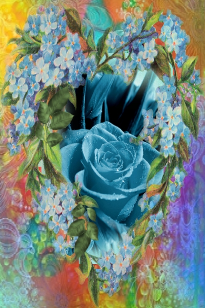 Blue rose in a heart