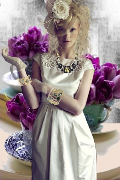 Lady with violets- combinação de moda