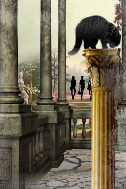 A black cat on the column