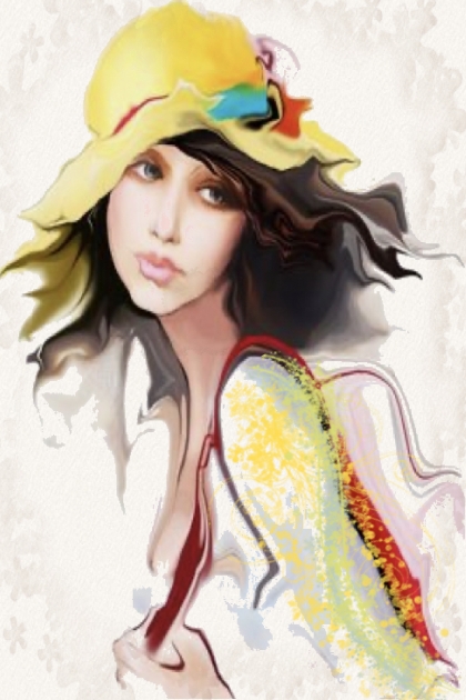 A girl in a yellow hat- combinação de moda