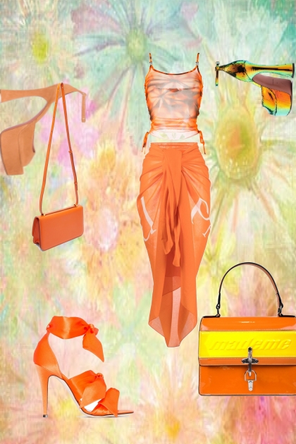 Sunny orange outfit- Модное сочетание