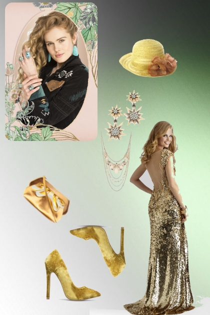 Golden dress 22- combinação de moda